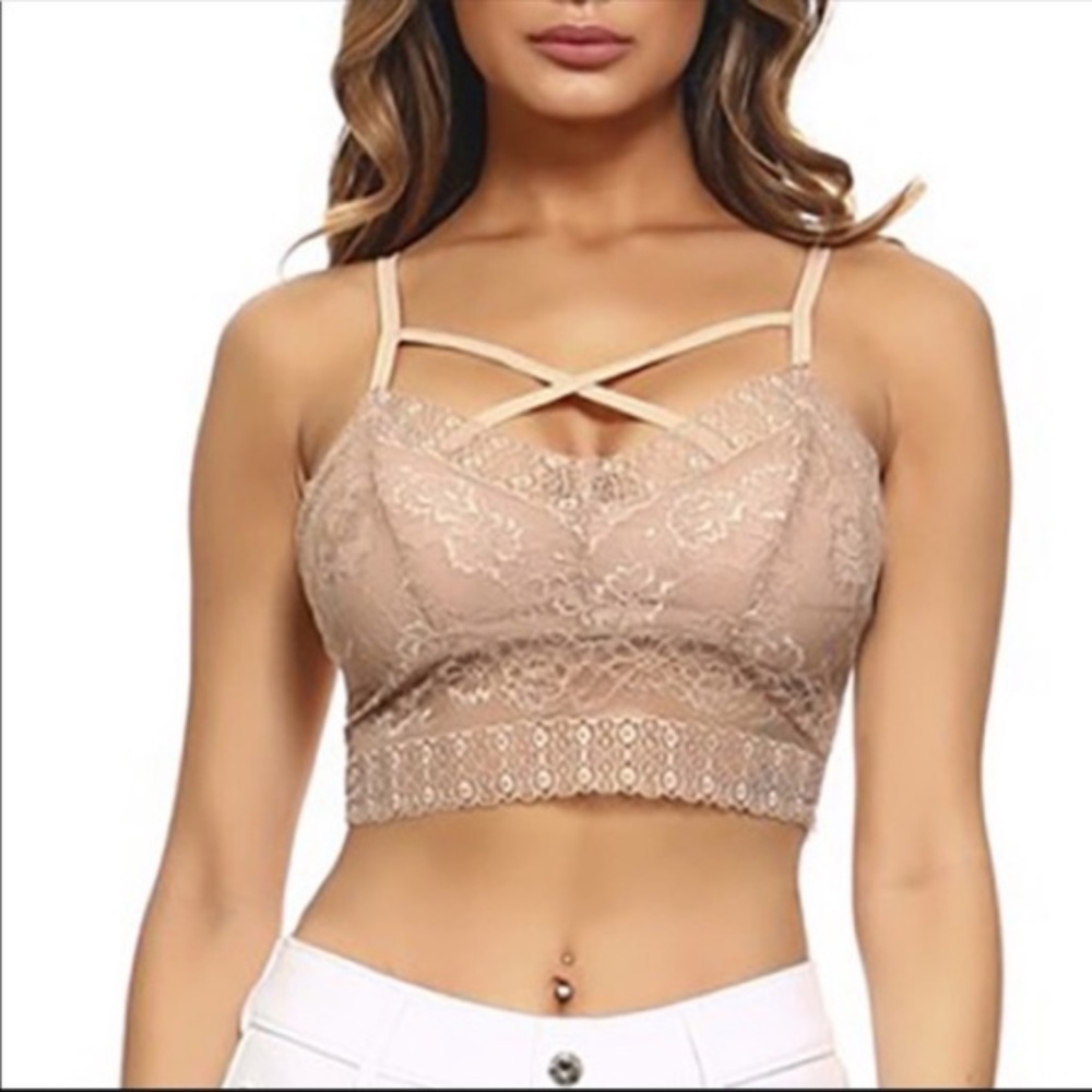Lace Bralette with Front X Detail NWT